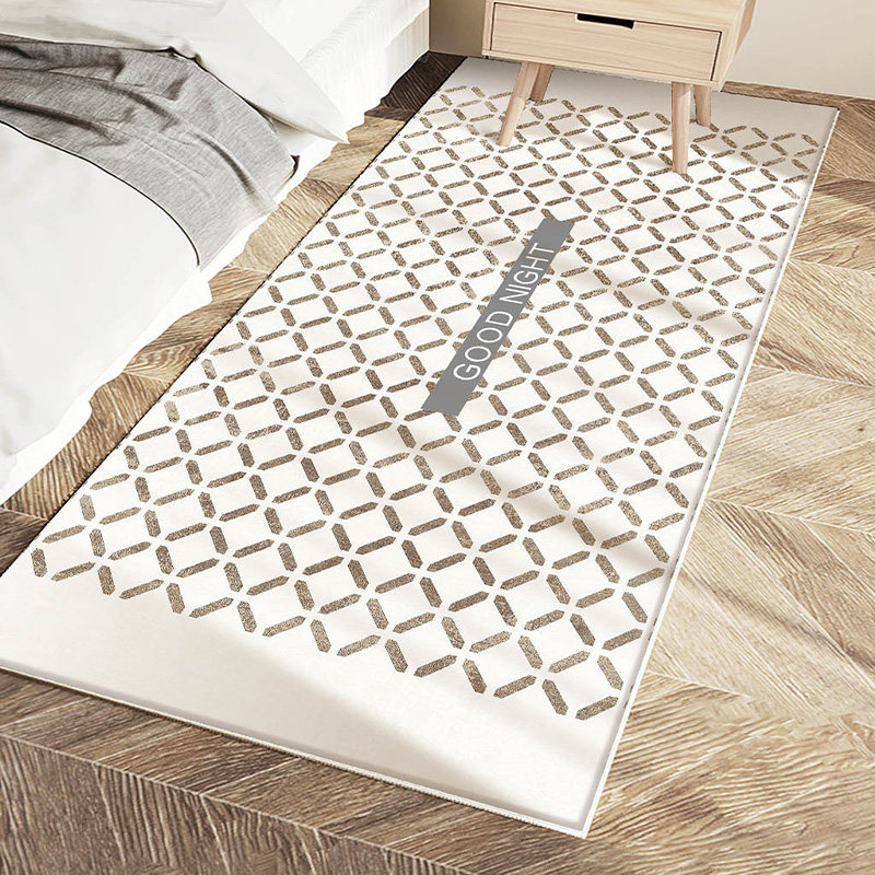 Bedside carpet, bedroom style children's long strip carpet, thickened wabi-sabi cream floor mat in front of the bed
