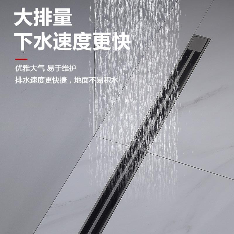 隐形地漏极窄枪灰色线性防臭卫生间长条淋浴房不锈钢地漏 - 图2