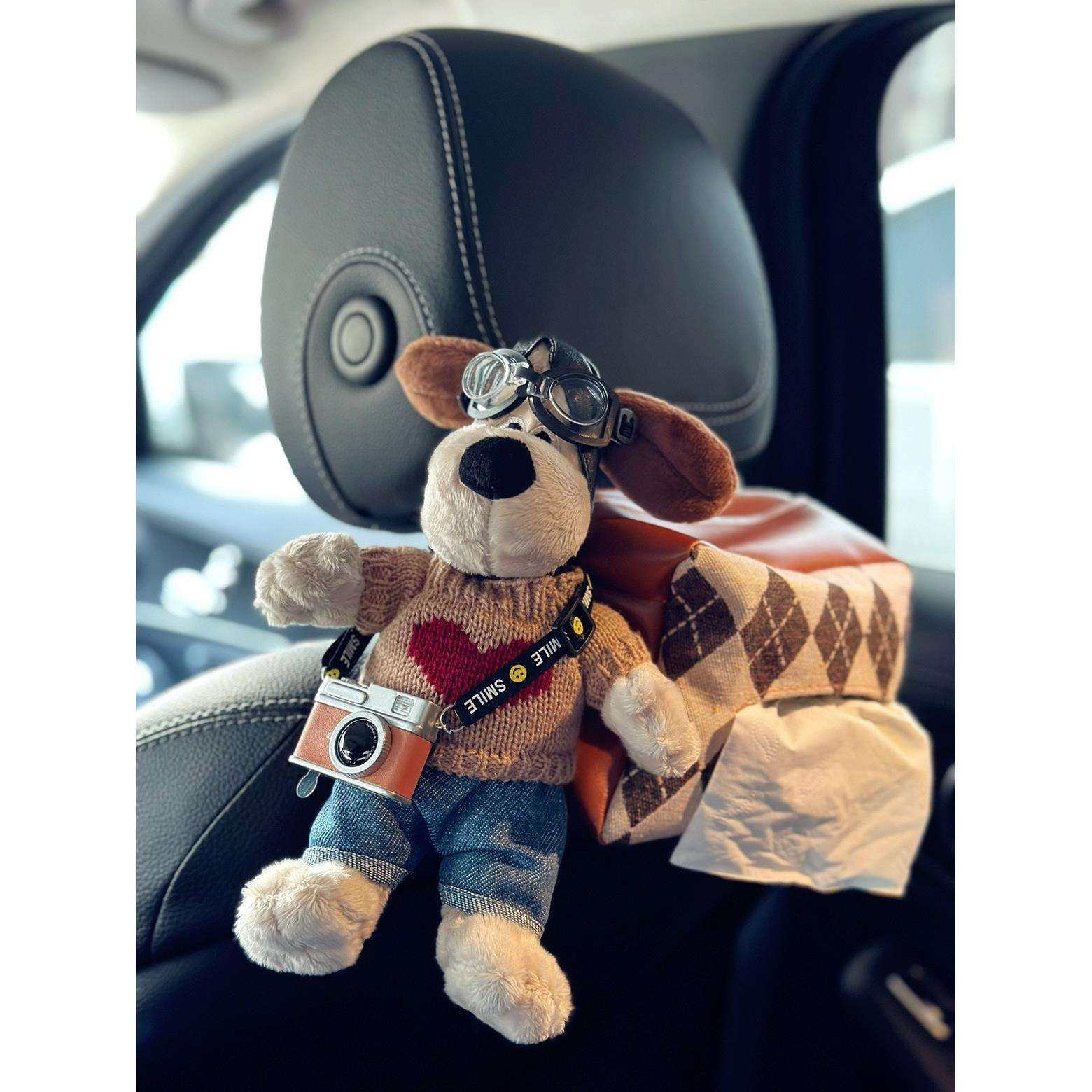 车载纸巾盒挂式飞行狗卡通车内装饰用品千鸟格汽车座椅抽纸云,淘宝优惠券,粉丝福利购,淘宝优惠卷