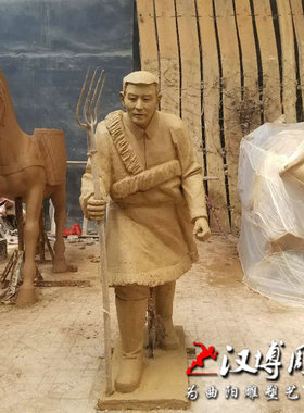 藏族人物雕塑泥塑模型雕塑玻璃钢雕塑制作户外摆放马帮人物雕塑