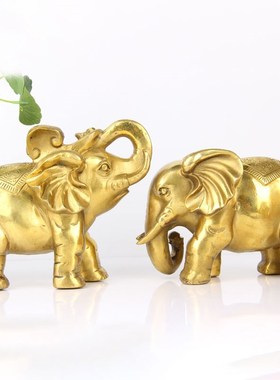 朴器 加重加大中号财富象摆件 镶钻款 铜大象摆件 一对 工艺品