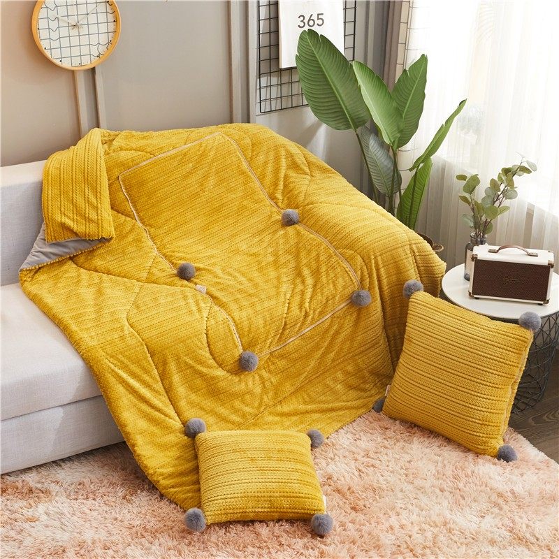 纯色双面毛绒抱枕被子两用加w厚汽车水晶绒保暖靠垫被卧室盖毯珊,淘宝优惠券,粉丝福利购,淘宝优惠卷