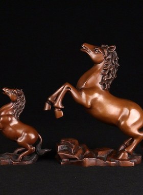 紫铜马摆件纯铜马到成q功摆件商务礼办公桌装饰品桌面摆件送领导