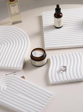 北欧ins风波浪纹石膏托盘白色摆件珠宝首饰品拍照道具摄影背景板