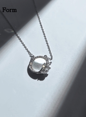 贝母橄榄枝项链银色高级感轻奢