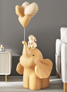 创意大象落地摆件结婚礼物招财客厅玄关家居玻璃钢装饰品乔迁新居