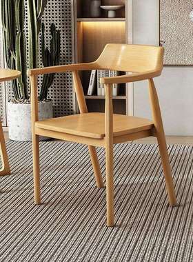 北欧实木餐椅椅子肯尼迪总统广岛餐厅家用洽谈会议简约靠背椅