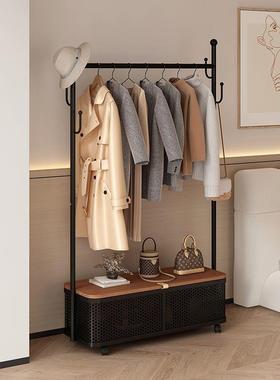 衣帽架奶油衣架卧室落地简约简易多功能移动挂衣架家用衣服收纳架