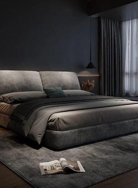 意式轻奢麂皮绒布床主卧布艺床双人大床现代简约储物科技布床