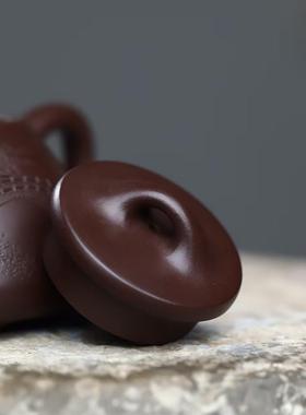 子冶石瓢壶宜兴紫砂壶茶具名家纯手工刻绘文玩茶器茶壶原矿老紫泥