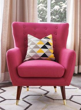 美式布艺老虎椅小户型客厅卧室单人沙发乡村田园风格休闲椅子