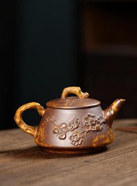 高温段泥贴花石瓢壶宜兴手工紫砂壶茶具家用功夫紫砂茶壶