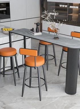 岩板吧台桌家用北欧简约中岛台餐桌客厅阳台隔断柜靠墙厨房高脚凳