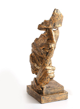 人脸造型沉默是金家居客厅玄关书房博古架装饰摆设树脂工艺品