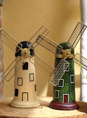 欧式乡村风格创意荷兰复古风车酒吧咖啡厅客厅书架店铺装饰品摆设