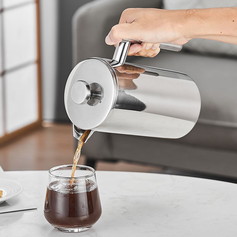 304双层不锈钢法压壶法式手冲咖啡壶多功能冲茶壶泡茶壶家用过滤 - 图1