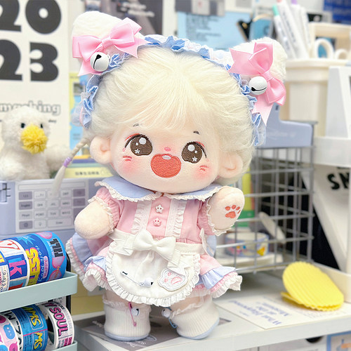 喵喵女仆棉花娃娃衣服20cm正版无属性玩偶公仔毛绒玩具可爱女仆装 - 图1