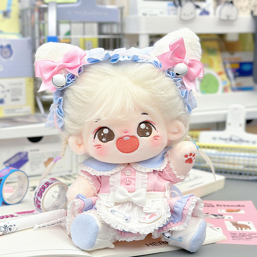 喵喵女仆棉花娃娃衣服20cm正版无属性玩偶公仔毛绒玩具可爱女仆装 - 图2