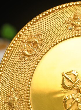 学院设计铜曼扎托盘八吉祥曼茶罗摆件果盘供具家用加厚款大小可选