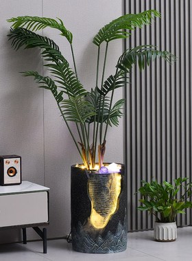 现代轻奢流水摆件循环水景观电视柜旁喷泉落地客厅V办公室创意摆