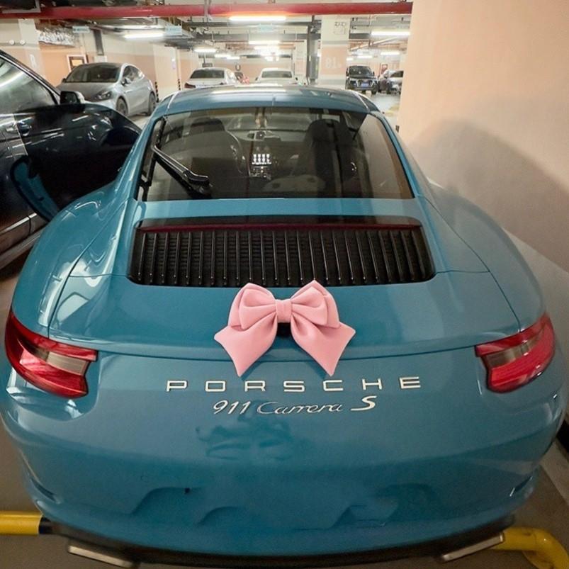 汽车蝴蝶结装饰贴饰品摩托车外玩偶车载挂件摆件车尾女生后备箱车 - 图2