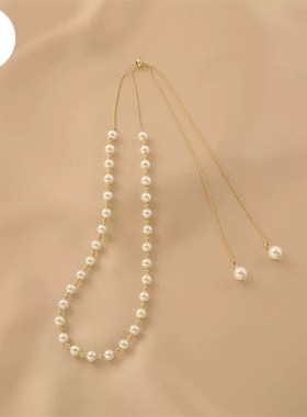 长款可调节珍珠项链女2024新款轻奢小众高级感锁骨链网红爆款配饰