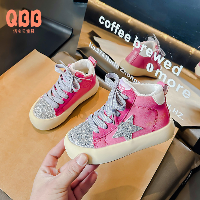 女童加绒运动鞋2023冬季新款二棉鞋男童高筒板鞋网红儿童保暖棉鞋,淘宝优惠券,粉丝福利购,淘宝优惠卷