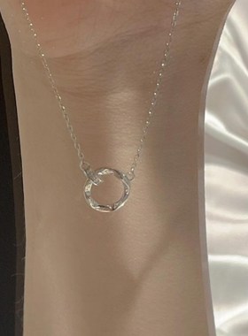 莫比乌斯环项链999纯银项链女款吊坠颈链锁骨链简约韩版轻奢小众