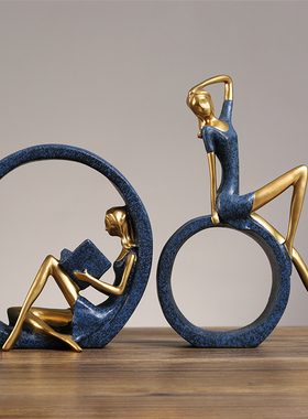 看书女孩瑜伽摆件简约现代客厅玄关电视酒柜装饰品书房卧室小文艺