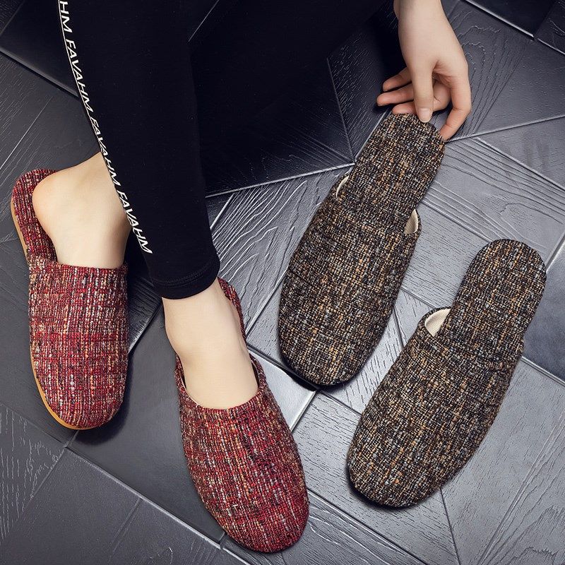 春秋季家居拖鞋男女室内情侣防滑防臭软底木地板棉麻布艺时尚棉拖,淘宝优惠券,粉丝福利购,淘宝优惠卷