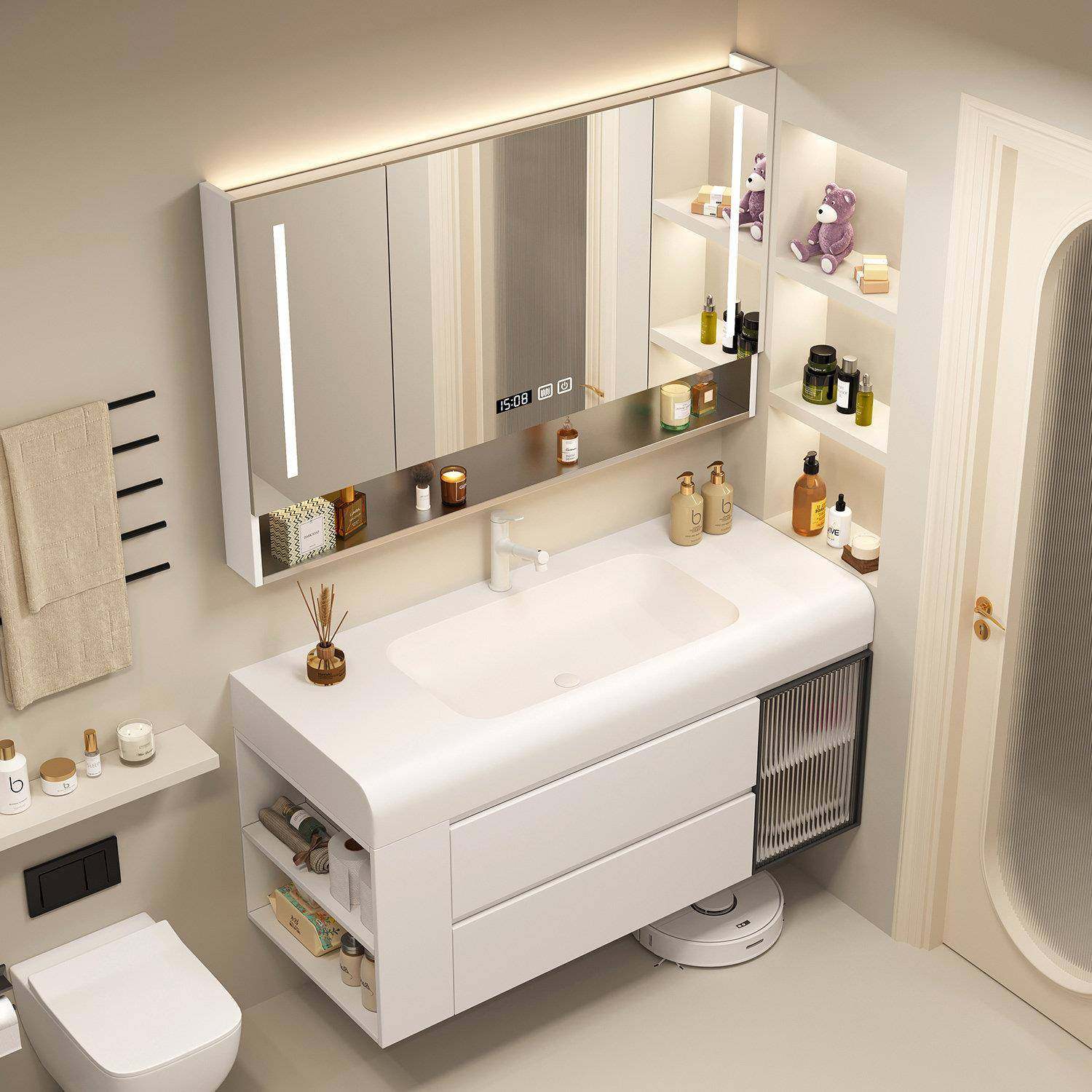 304不锈钢浴室柜智能镜柜组合肤感可丽耐一体盆洗漱洗手台马桶柜,淘宝优惠券,粉丝福利购,淘宝优惠卷