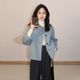 High-end gentle style blue short woolen jacket for women in spring and autumn new Korean version of small person casual temperament