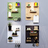 Solid wood hole board entry custom entrance wall storage rack wooden study partition storage rack living room display rack