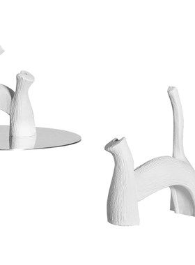 密度家居现代简约黑白抽象动物猫咪摆件样板间室内软装设计搭配