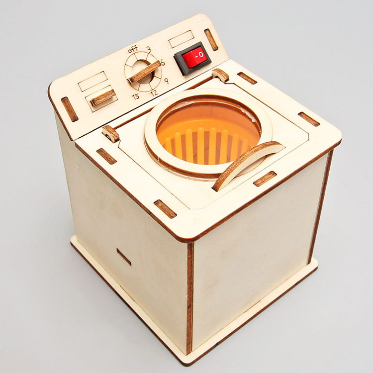 新款木制手工电动洗衣机diy儿童stem科学实验玩具安全环保拼装61,淘宝优惠券,粉丝福利购,淘宝优惠卷