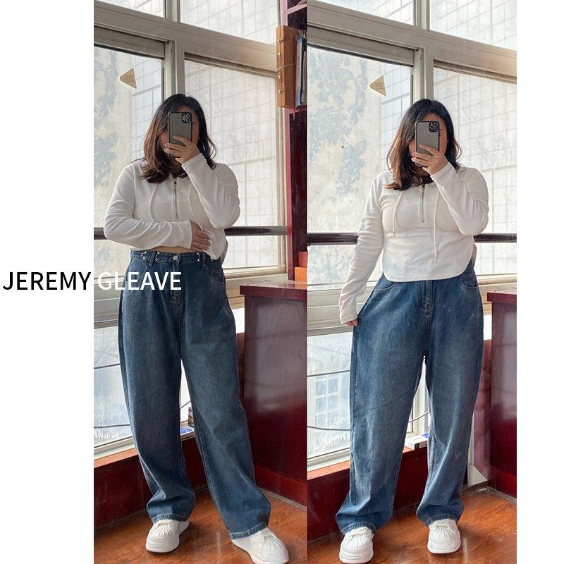 大码300斤梨形身材遮胯牛仔裤女夏季裤子胖mm直筒裤显瘦阔腿长裤2,淘宝优惠券,粉丝福利购,淘宝优惠卷