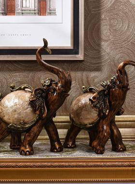 欧式摆件客厅电视柜玄关家居奢华装饰品古典招财象美式中式三件套