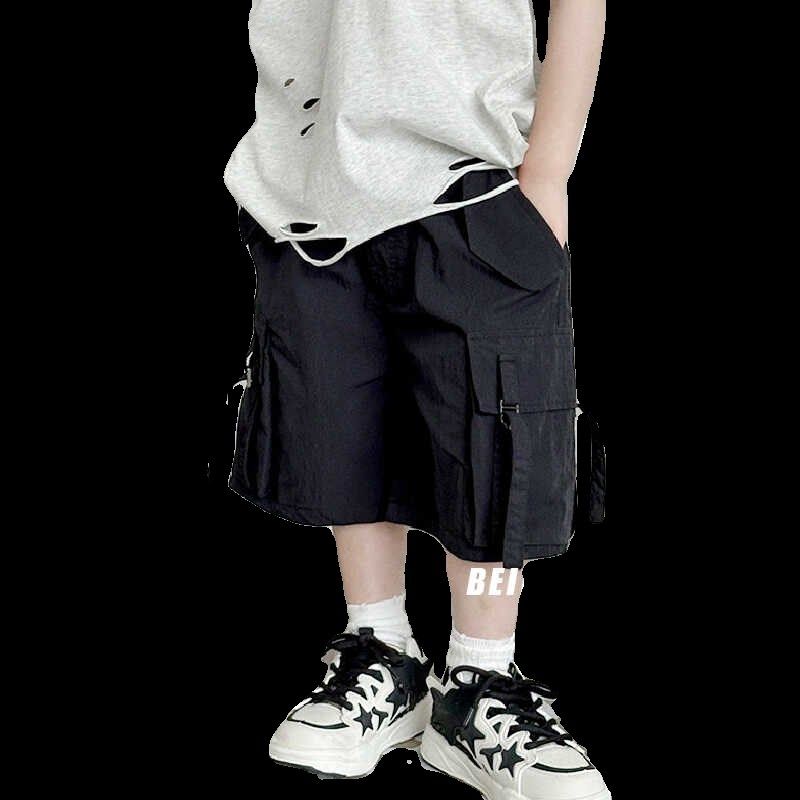 儿童宽松工装短裤夏季薄款儿童五分裤男孩中裤宝宝黑色帅气裤子潮,淘宝优惠券,粉丝福利购,淘宝优惠卷