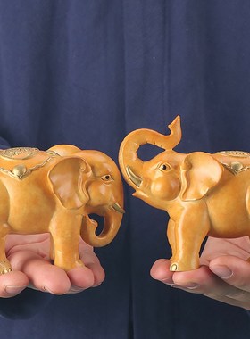 纯铜大象摆件一对家居客厅玄关办公室吸水象吉祥装饰新家乔迁礼物