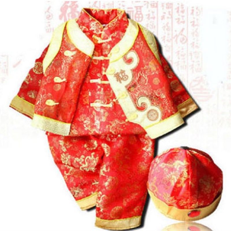 儿童唐装男童古装秋冬季棉服四件套装婴儿百岁服宝宝周岁礼服红色,淘宝优惠券,粉丝福利购,淘宝优惠卷