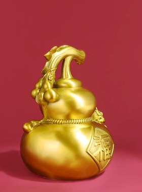 黄铜百福葫芦开盖开口空心卧v室客厅玄关酒柜电视柜摆件装饰工艺