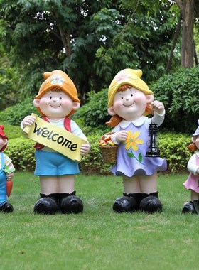 卡通读书娃娃大摆件人物雕塑别y墅花园景观小品幼儿园户外草坪装