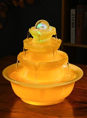 八方来财风水轮喷泉桌面流水w摆件循环水客厅招财小风水球开业礼