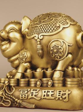 纯铜猪摆件生肖猪金猪福猪储钱罐家用桌面装饰大号能进能出存钱罐
