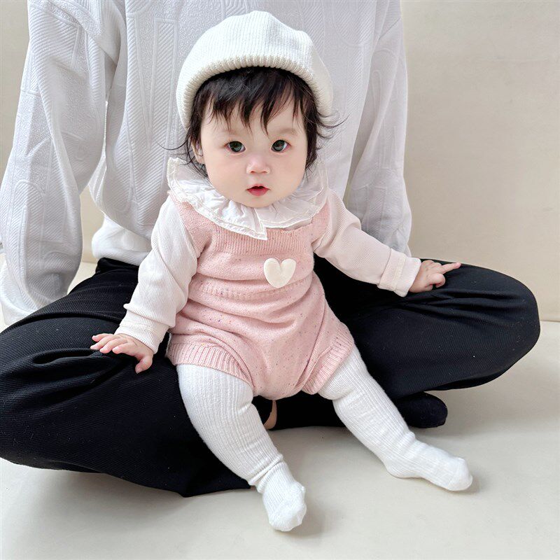婴儿秋装2024新款女宝宝背带裤包屁G衣公主爱心毛衣连体衣甜美套,淘宝优惠券,粉丝福利购,淘宝优惠卷