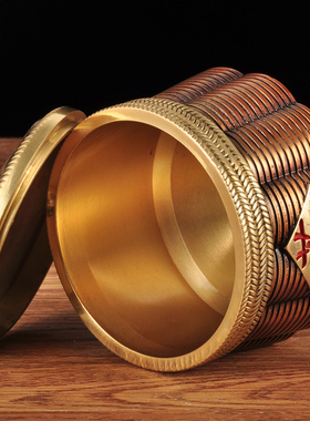 彩铜茶叶罐储存罐茶罐子密封罐家居客厅茶几装饰品乔迁礼品