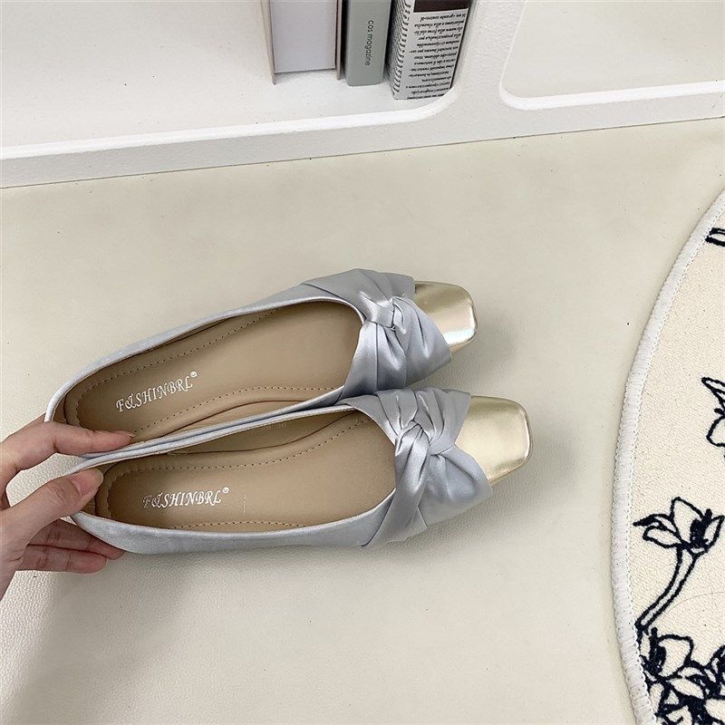 平底温柔晚风f单鞋女鞋2025年春秋新款浅口拼色通勤百搭法式豆豆,淘宝优惠券,粉丝福利购,淘宝优惠卷
