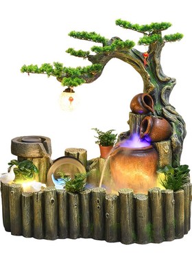 假山鱼池喷泉流水摆件循环水生财客厅G庭院花园阳台户外布置造景