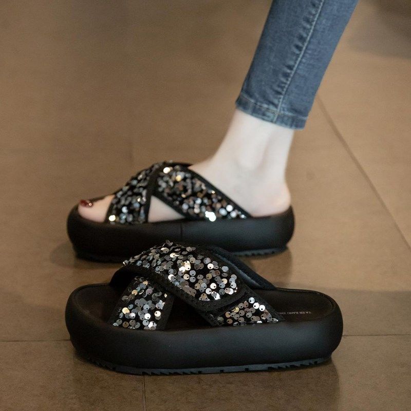 凉拖鞋女夏外穿2024r新款厚底休闲沙滩凉鞋时尚女士孕妇软底一字,淘宝优惠券,粉丝福利购,淘宝优惠卷