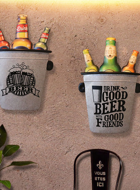 工业风铁艺立体酒桶啤酒瓶装饰饭厅酒吧烧烤火锅店背景墙壁挂装饰